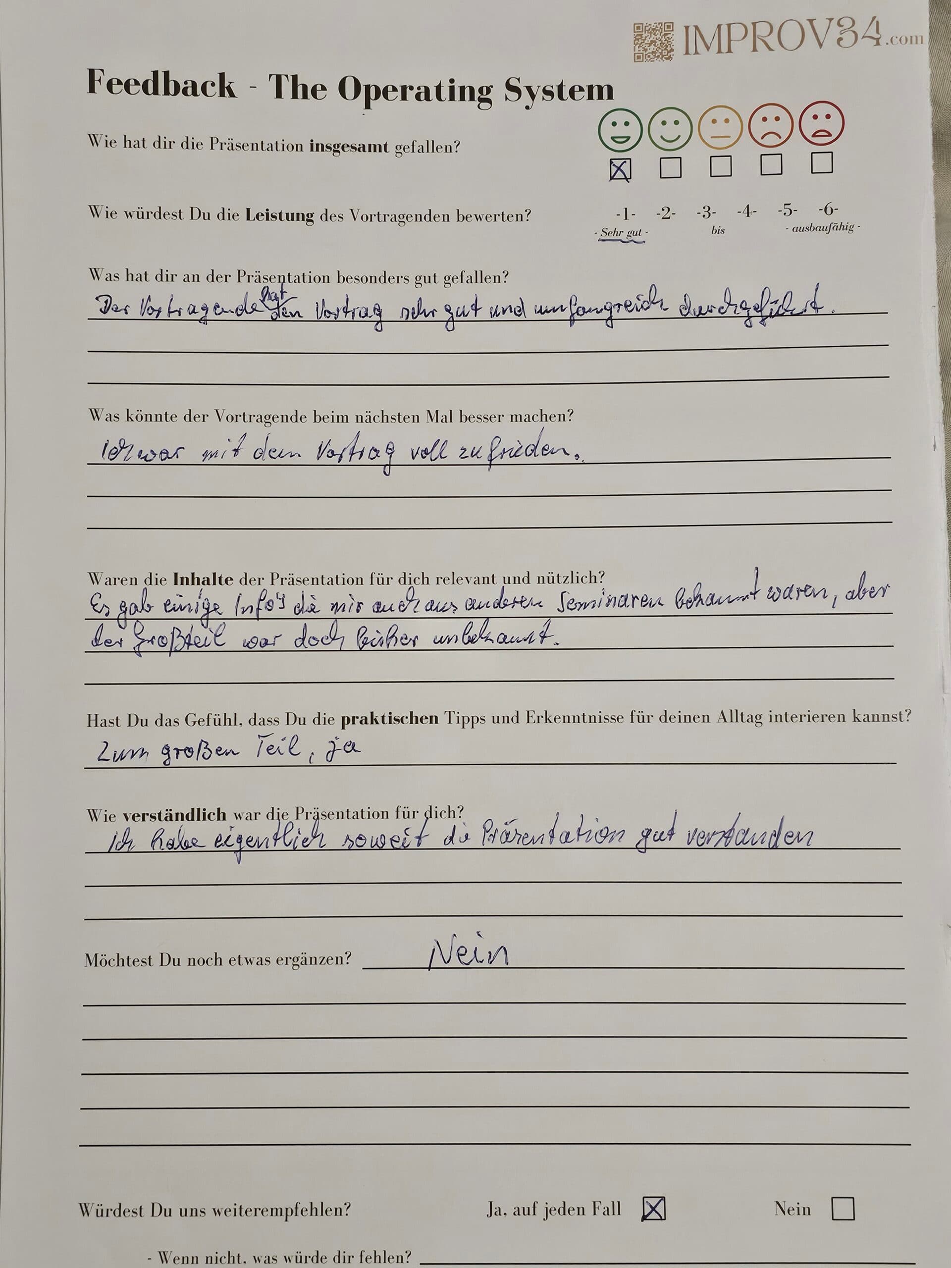 Handschriftlicher Feedback-Zettel aus einem Live-Seminar (10)