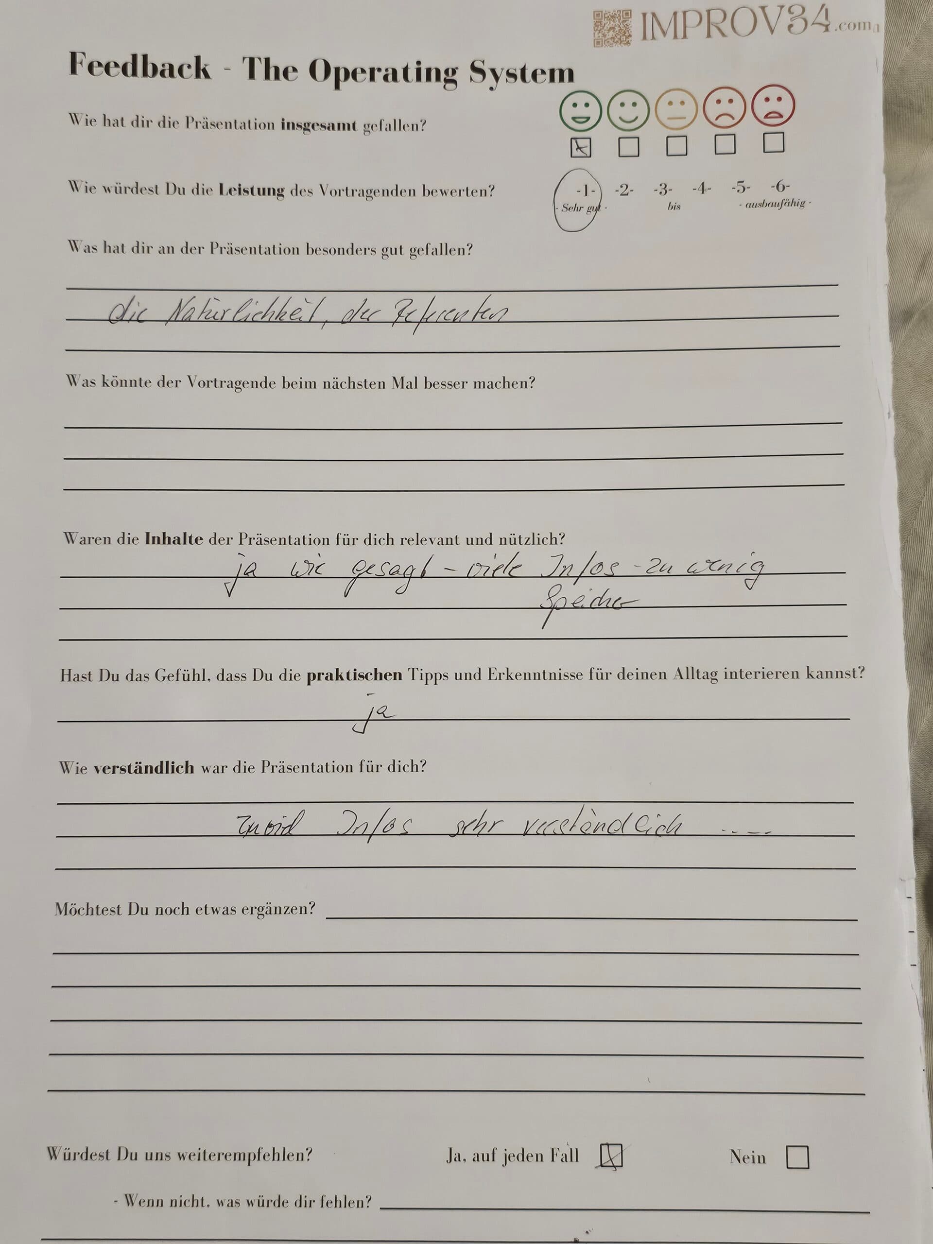 Handschriftlicher Feedback-Zettel aus einem Live-Seminar (12)
