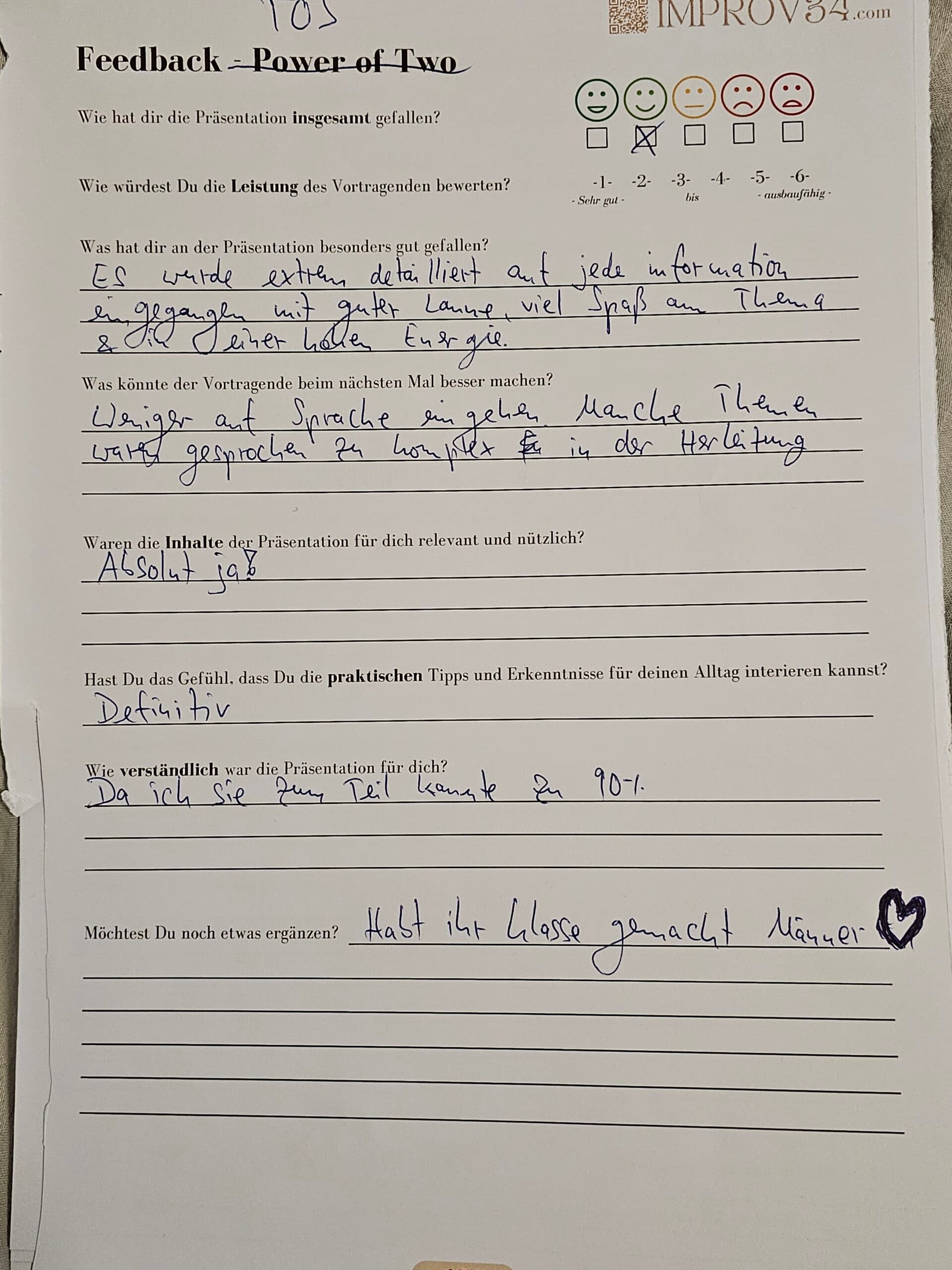 Handschriftlicher Feedback-Zettel aus einem Live-Seminar (8)